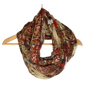 Tasha Brown and Red Patterned Infinity Scarf | OS